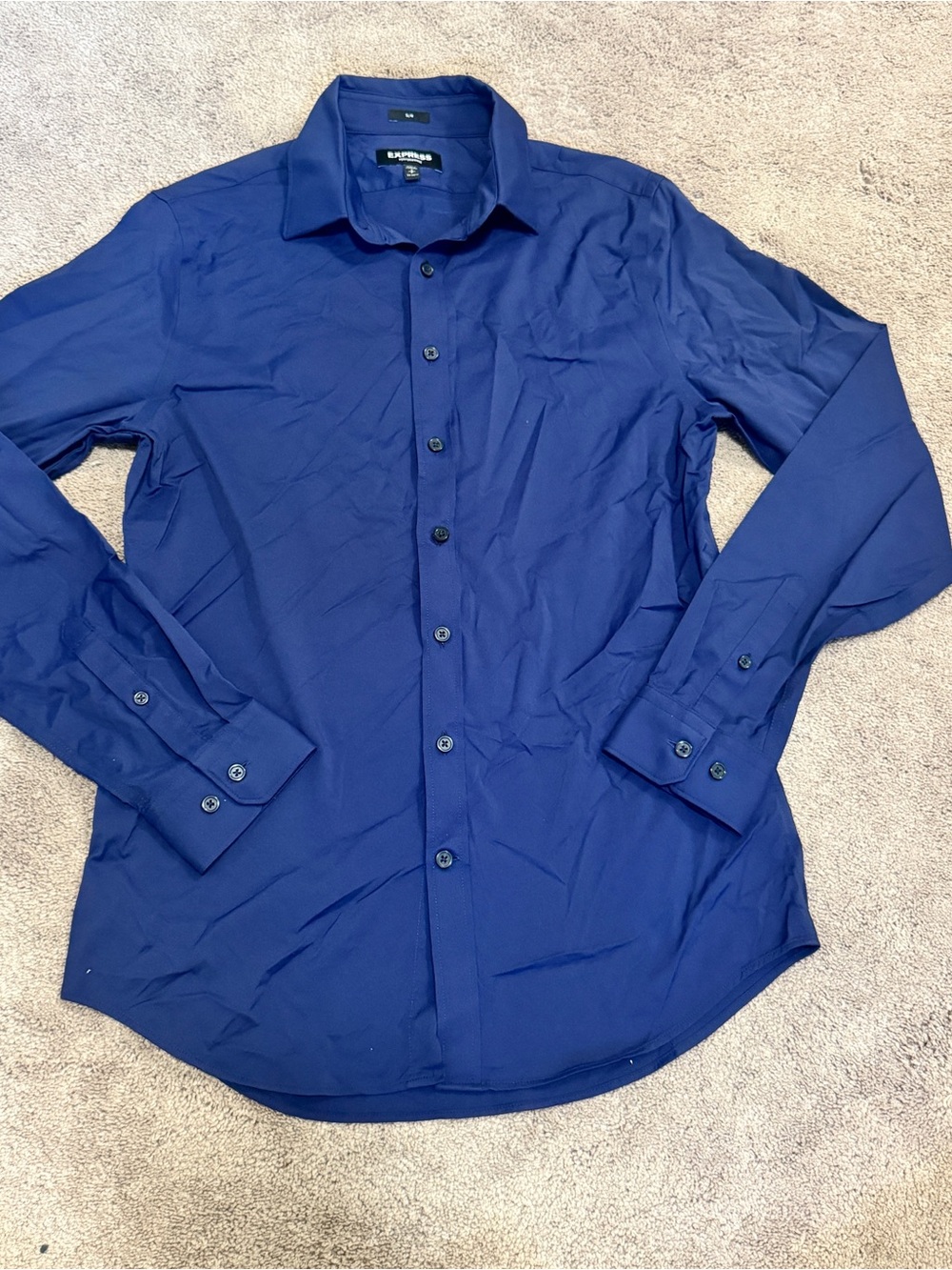 Express Men's Blue Long-Sleeve Dress Shirt